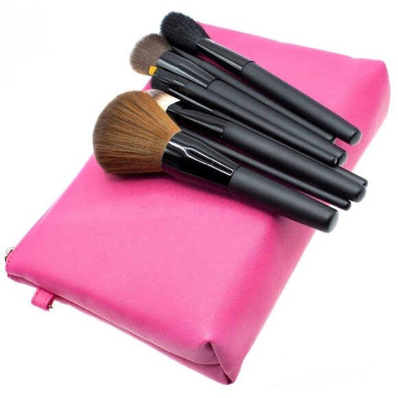Pink Vegan Matte Makeup Travel Bag with 8 make-up Essential Makeup brush… - Picture 1 of 4